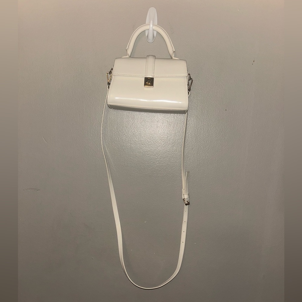 H&M purse - Glossy Cream Mini Bag - Goldtone Hardware Convertible Strap - Picture 7 of 10